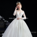 luxury lace white bridal long tail bridal wedding dress white